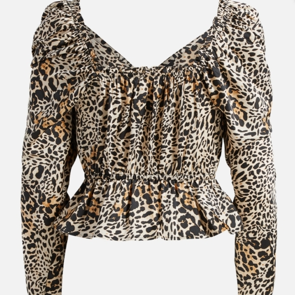 Brand New W/Tags Puff Sleeve Surplice Top - Picture 2 of 3